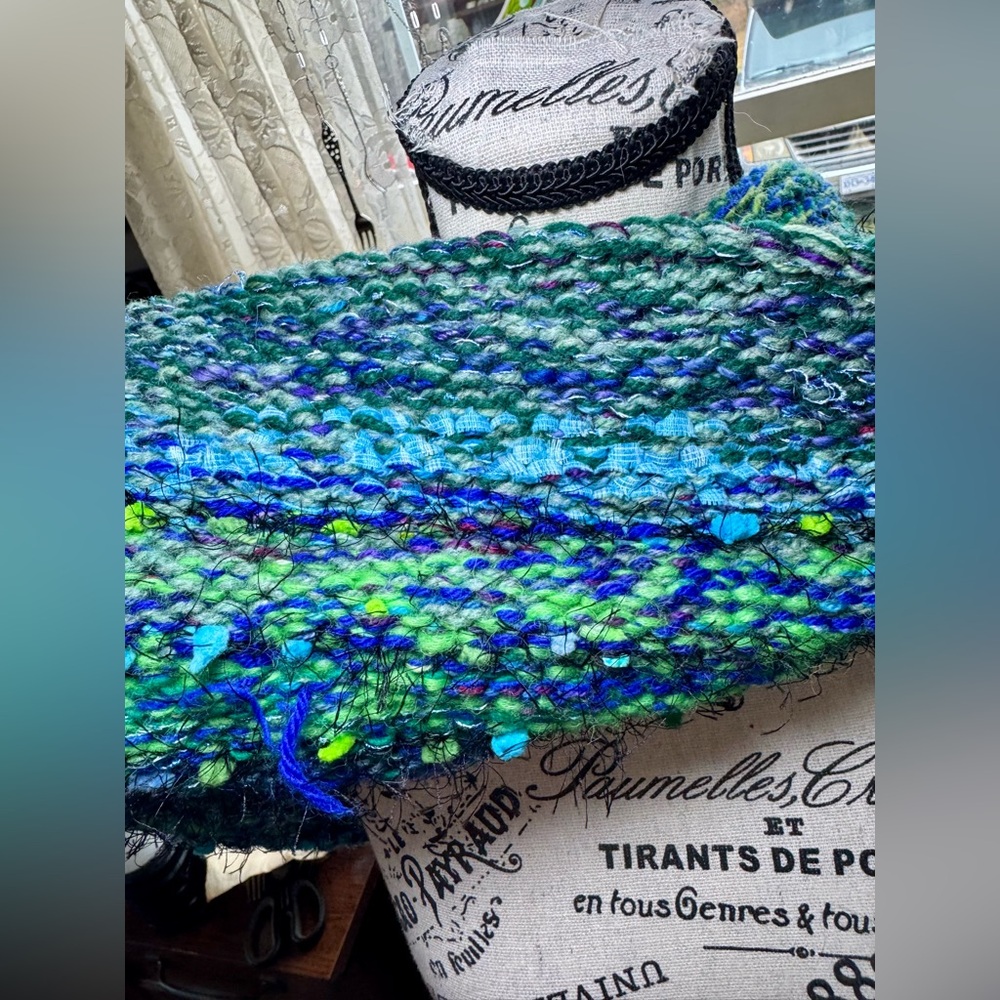 Premium Wool Infinity Scarf —Witchy Ocean Blues•4-Strand Hand Knit•One-of-a-Kind - Picture 17 of 17